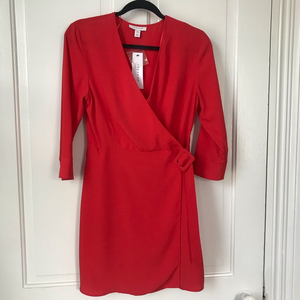 Red Wrap Dress by Topshop, NWT! - Picture 2 of 6